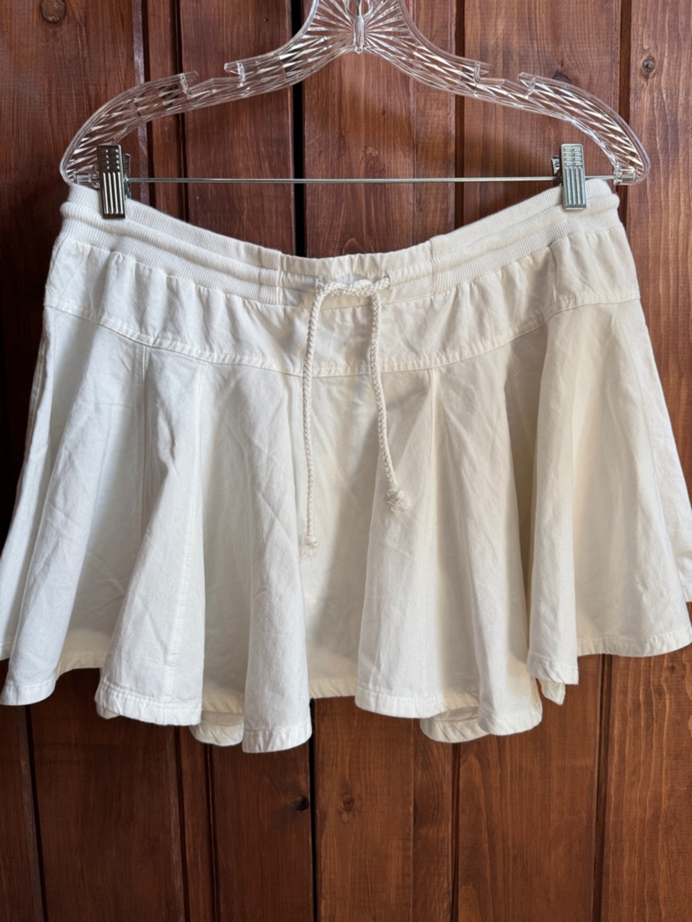 Anthropologie Daily Practice White Flared Mini Skirt with Drawstring Waist